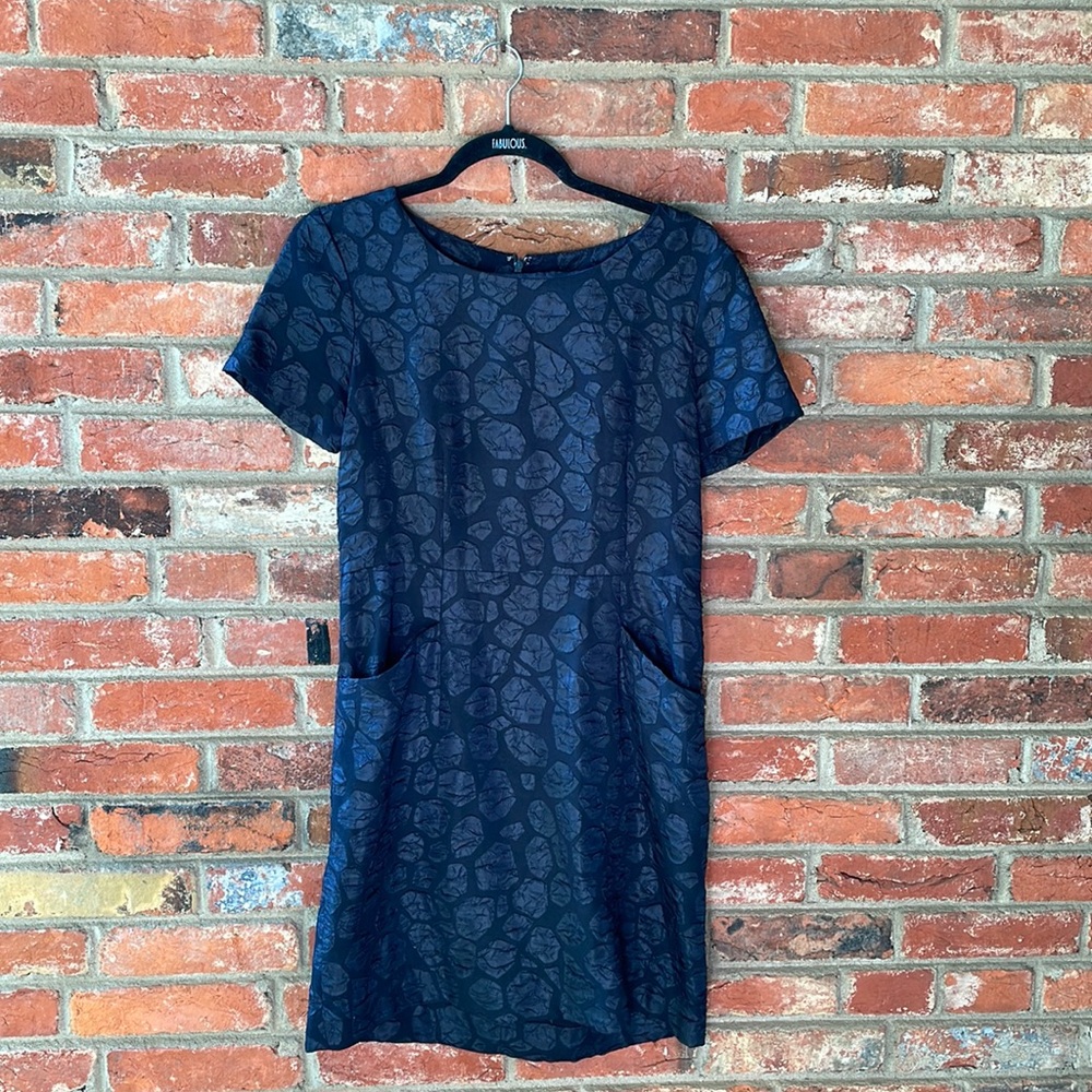 COS navy leopard appliqué print dress
